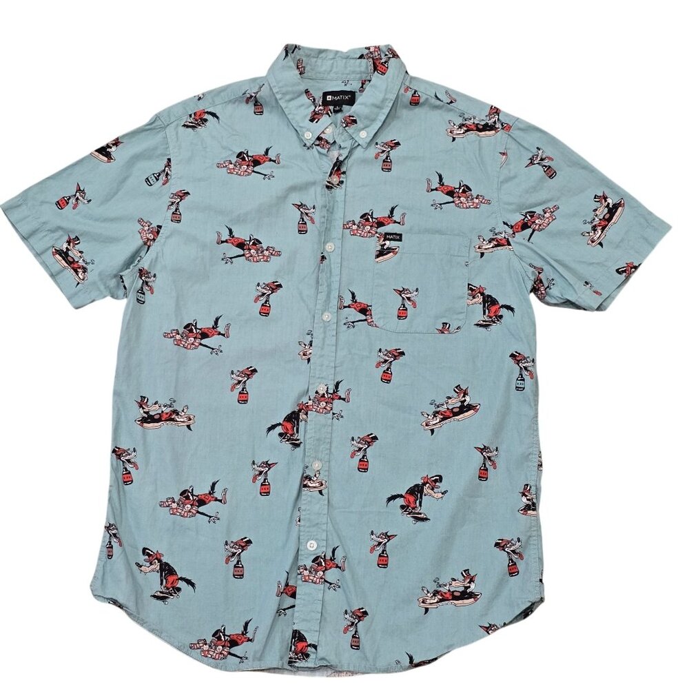 Matix Short Sleeve Button-Up Shirt With Cartoon Print Size L